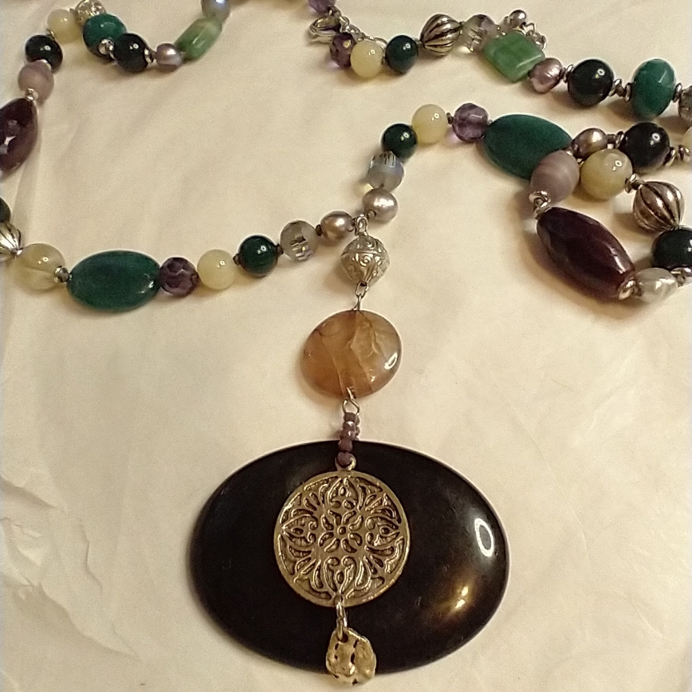 Chico's long multicolor stones.‎ Metal beads. Boho style. - Picture 5 of 8